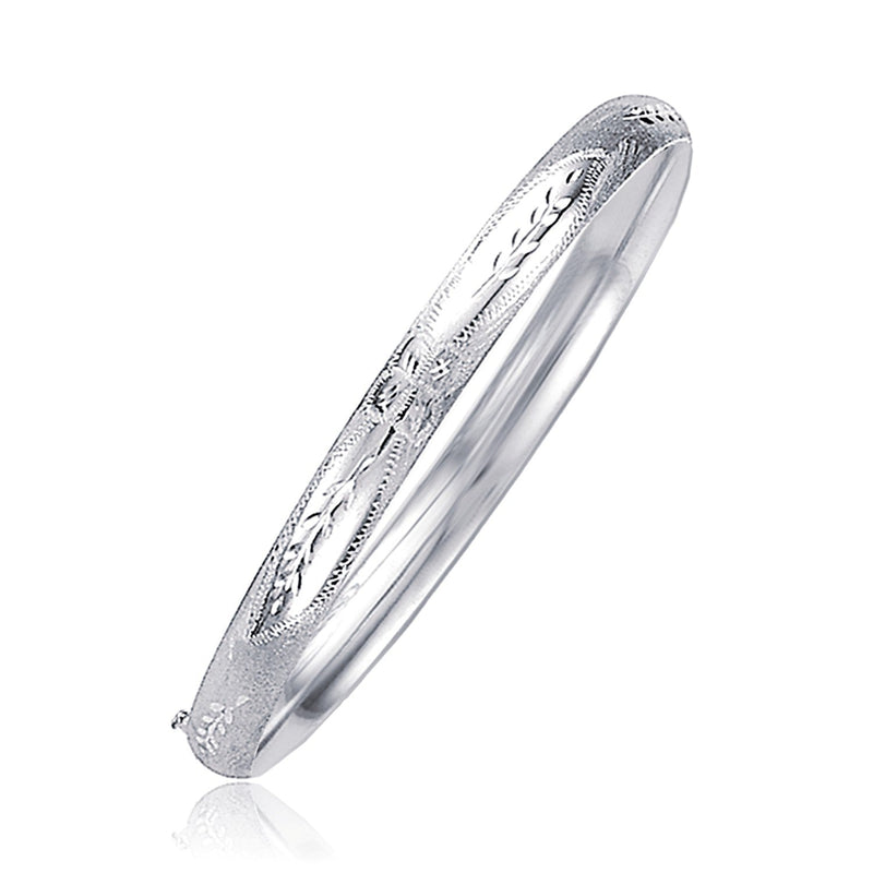 Bids.com Classic Floral Carved Bangle in 14k White Gold (5.0mm) Bracelets