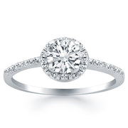 Bids.com 14k White Gold Diamond Halo Collar Engagement Ring Rings