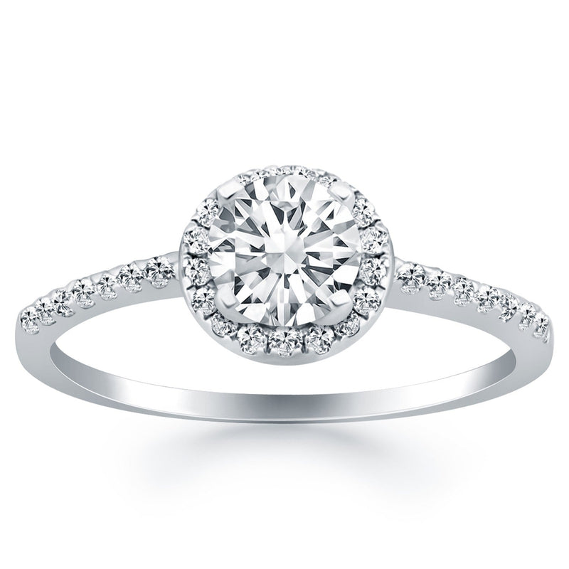Bids.com 14k White Gold Diamond Halo Collar Engagement Ring Rings