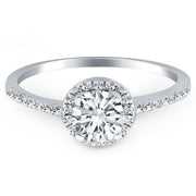 Bids.com 14k White Gold Diamond Halo Collar Engagement Ring Rings