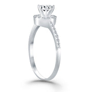 Bids.com 14k White Gold Diamond Halo Collar Engagement Ring Rings