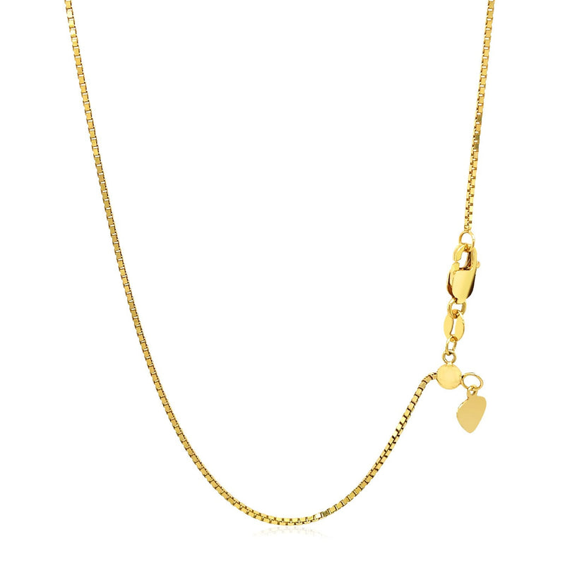 Bids.com 14k Yellow Gold Adjustable Box Chain (1.10 mm) Necklaces White Smoke 22 / Yellow Gold