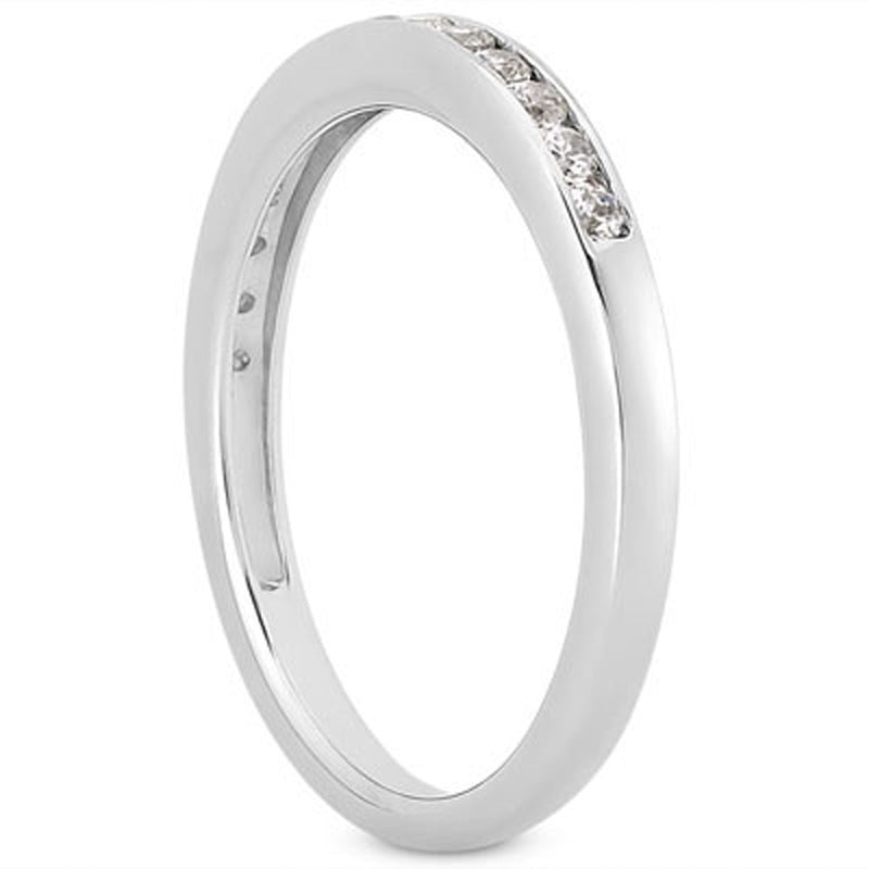 Bids.com 14k White Gold Channel Set Diamond Wedding Ring Band Set 1/3 Around Rings