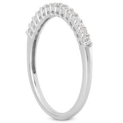 Bids.com 14k White Gold Shared Prong Diamond Wedding Ring Band with Airline Gallery Rings