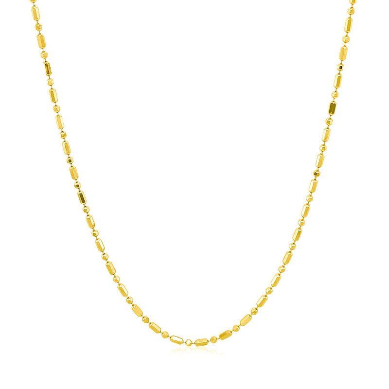 Bids.com 14k Yellow Gold Diamond-Cut Alternating Bead Chain 1.2mm Necklaces