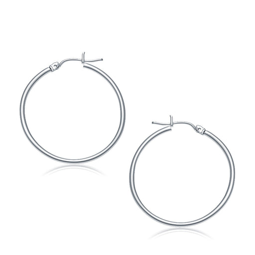 Bids.com 14k White Gold Polished Hoop Earrings (30 mm) Earrings