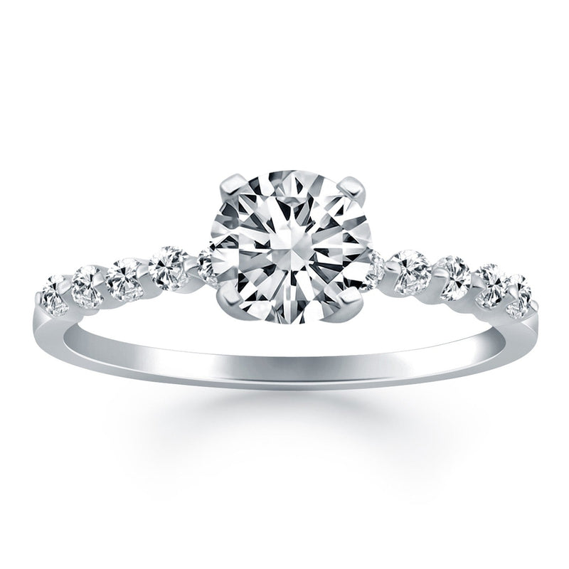 Bids.com 14k White Gold Diamond Engagement Ring with Shared Prong Diamond Accents Rings