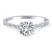 Bids.com 14k White Gold Diamond Engagement Ring with Shared Prong Diamond Accents Rings