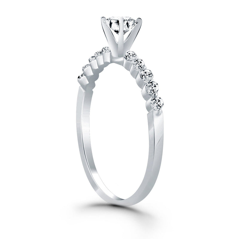 Bids.com 14k White Gold Diamond Engagement Ring with Shared Prong Diamond Accents Rings