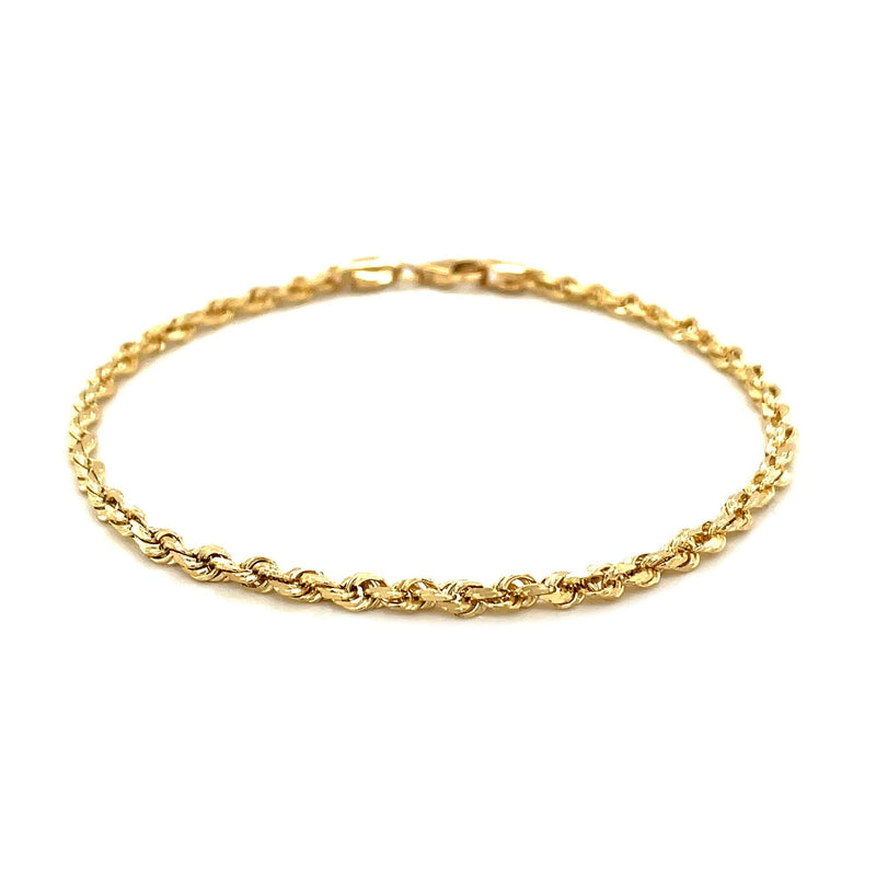 Bids.com 3.0mm 14k Yellow Gold Solid Diamond Cut Rope Bracelet Bracelets