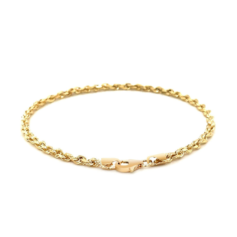 Bids.com 3.0mm 14k Yellow Gold Solid Diamond Cut Rope Bracelet Bracelets