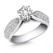 Bids.com 14k White Gold Cathedral Double Row Pave Diamond Engagement Ring Rings