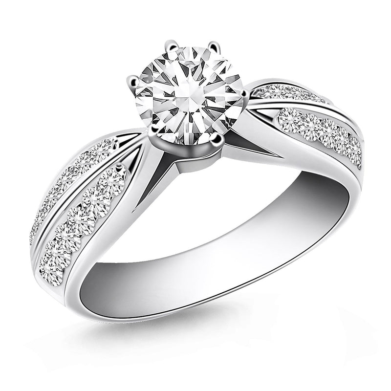 Bids.com 14k White Gold Cathedral Double Row Pave Diamond Engagement Ring Rings
