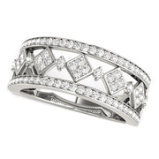 Bids.com Diamond Studded Square Motif Ring in 14k White Gold (1/2 cttw) Rings