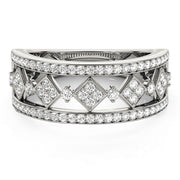 Bids.com Diamond Studded Square Motif Ring in 14k White Gold (1/2 cttw) Rings