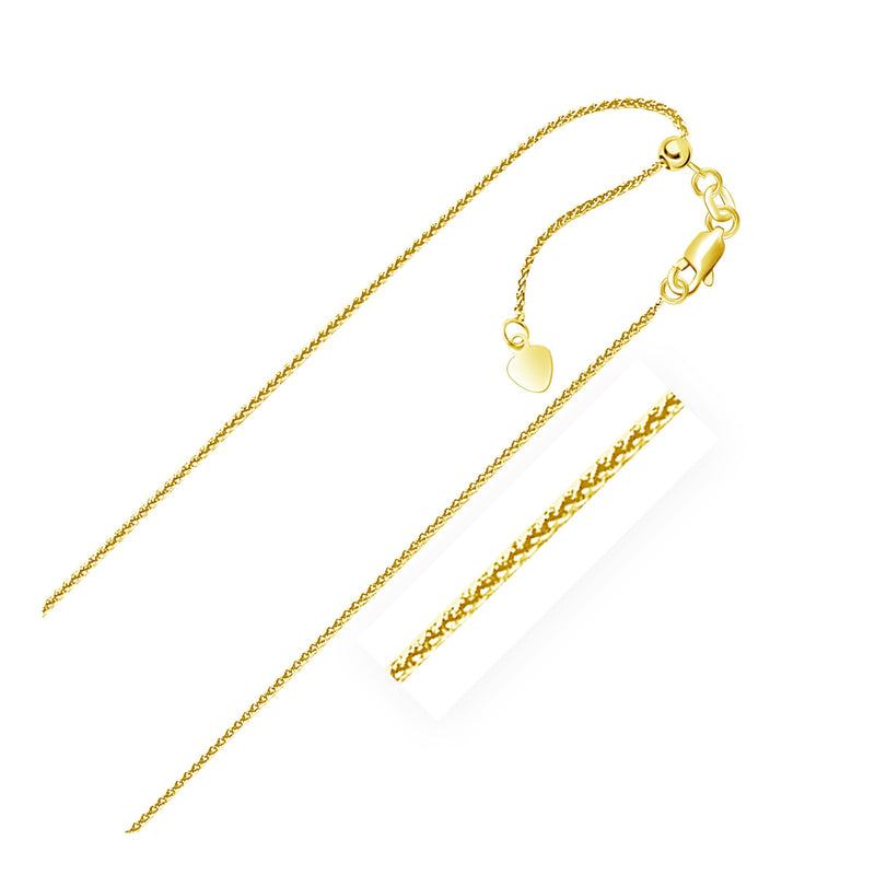 Bids.com 14k Yellow Gold Adjustable Wheat Chain 1.0mm Necklaces