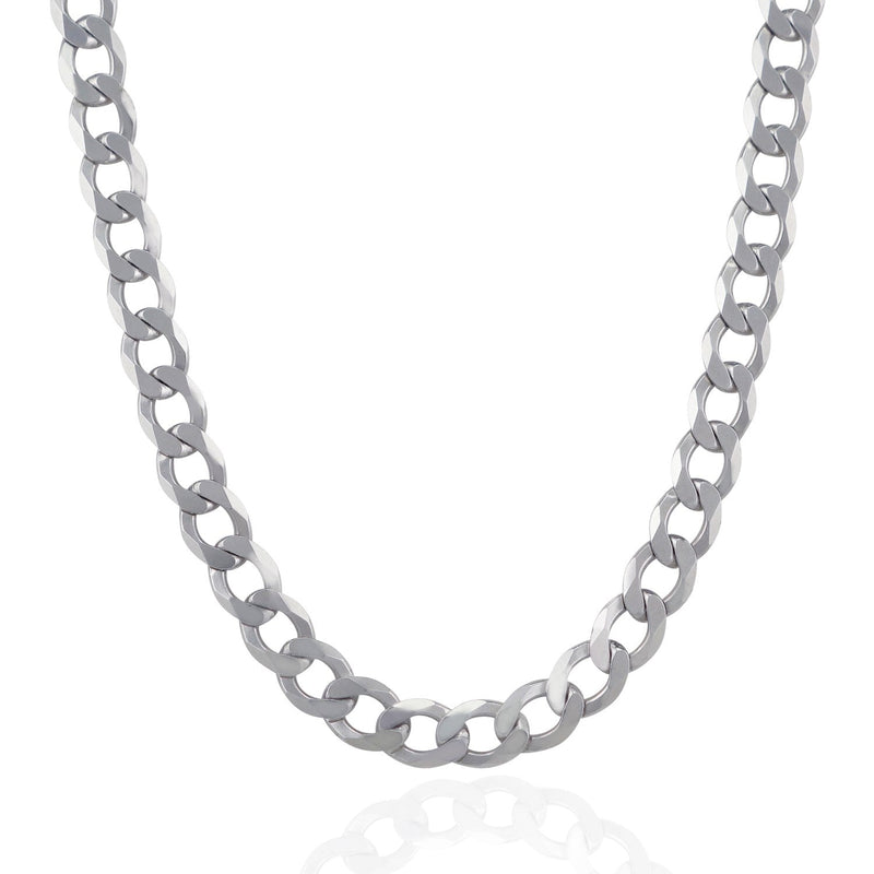 Bids.com Rhodium Plated 8.4mm Sterling Silver Curb Style Chain Necklaces