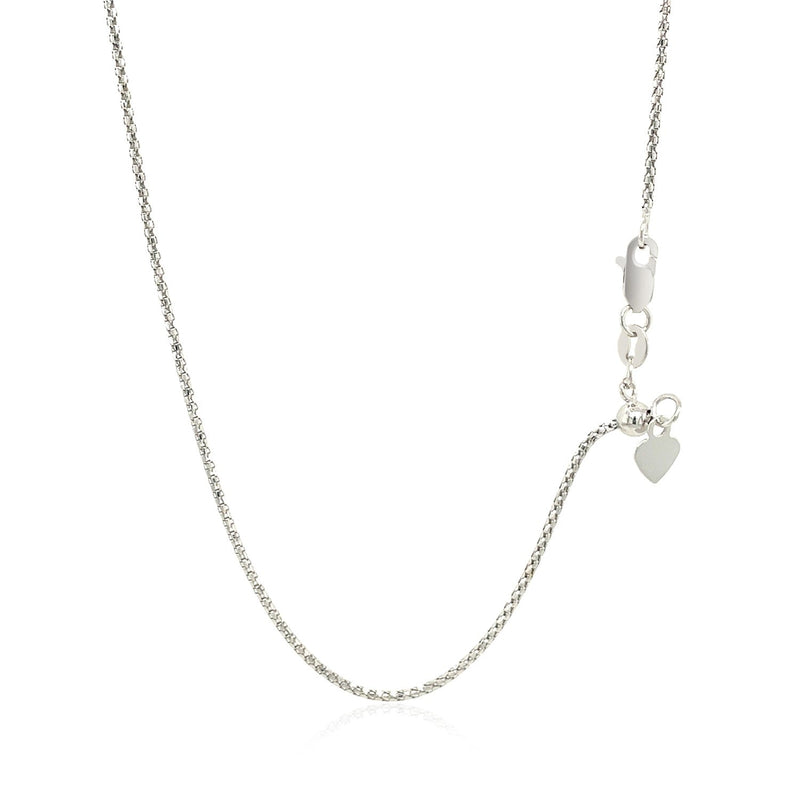 Bids.com 14k White Gold Adjustable Popcorn Chain 1.3mm Necklaces