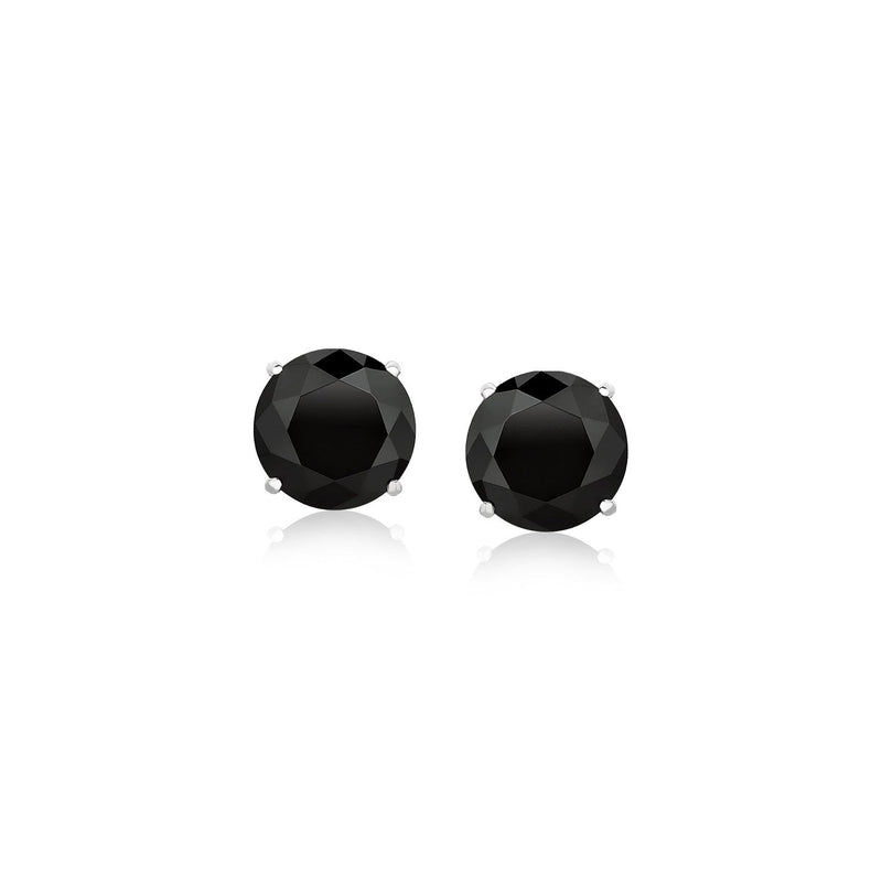 Bids.com 14k White Gold Stud Earrings with Black Faceted Cubic Zirconia(6mm) Earrings