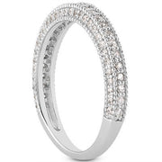 Bids.com 14k White Gold Fancy Pave Diamond Milgrain Textured Wedding Ring Band Rings