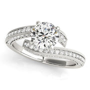 Bids.com 14k White Gold Round Diamond Bypass Style Engagement Ring (1 1/2 cttw) Rings