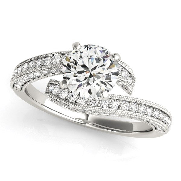 Bids.com 14k White Gold Round Diamond Bypass Style Engagement Ring (1 1/2 cttw) Rings