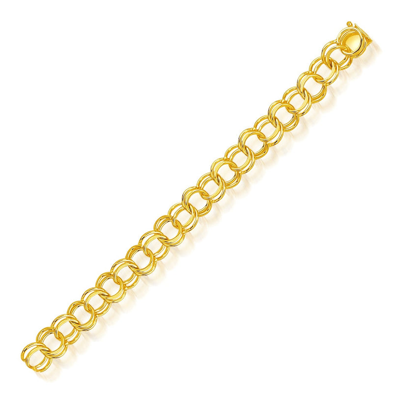 Bids.com 14k Yellow Gold Solid Double Link Charm Bracelet 10.0mm Bracelets