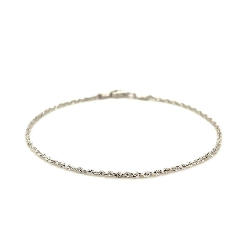 Bids.com 14k White Gold Solid Diamond Cut Rope Bracelet 1.5mm Bracelets