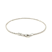 Bids.com 14k White Gold Solid Diamond Cut Rope Bracelet 1.5mm Bracelets