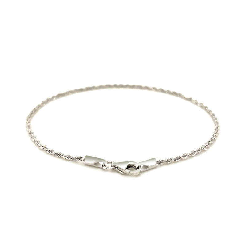Bids.com 14k White Gold Solid Diamond Cut Rope Bracelet 1.5mm Bracelets