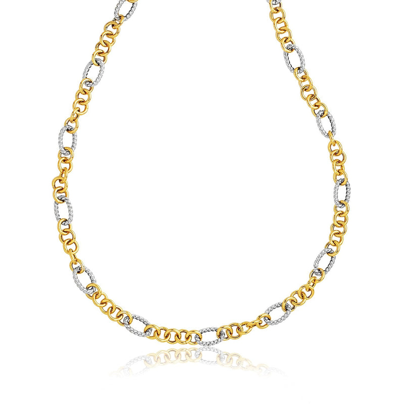 Bids.com 14k Two-Tone Round and Cable Style Link Necklace Necklaces