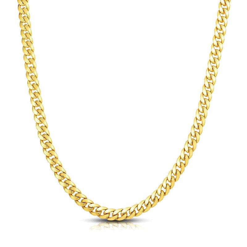 Bids.com 7.0mm 14k Yellow Gold Classic Miami Cuban Solid Chain Necklaces