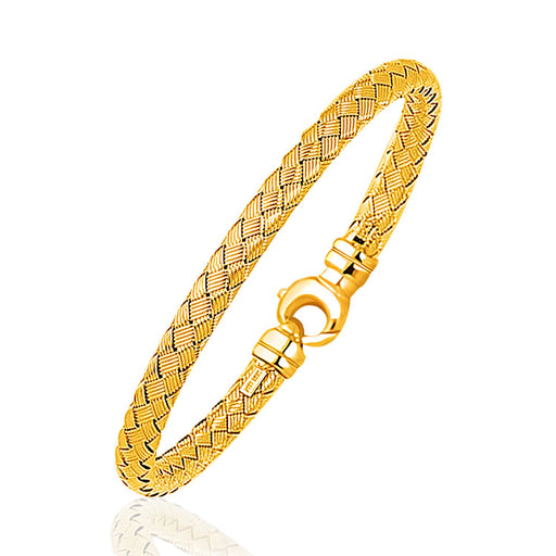 Bids.com Fancy Weave Bangle in 14k Yellow Gold (5.0mm) Bracelets