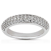 Bids.com 14k White Gold Triple Multi-Row Micro- Pave Diamond Wedding Ring Band Rings