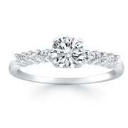 Bids.com 14k White Gold Shared Prong Accent Diamond Engagement Ring Rings