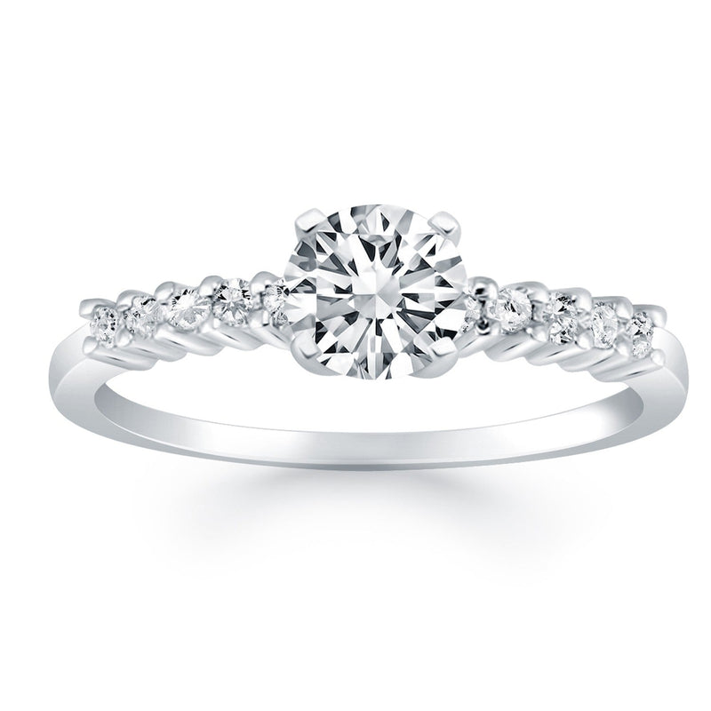 Bids.com 14k White Gold Shared Prong Accent Diamond Engagement Ring Rings