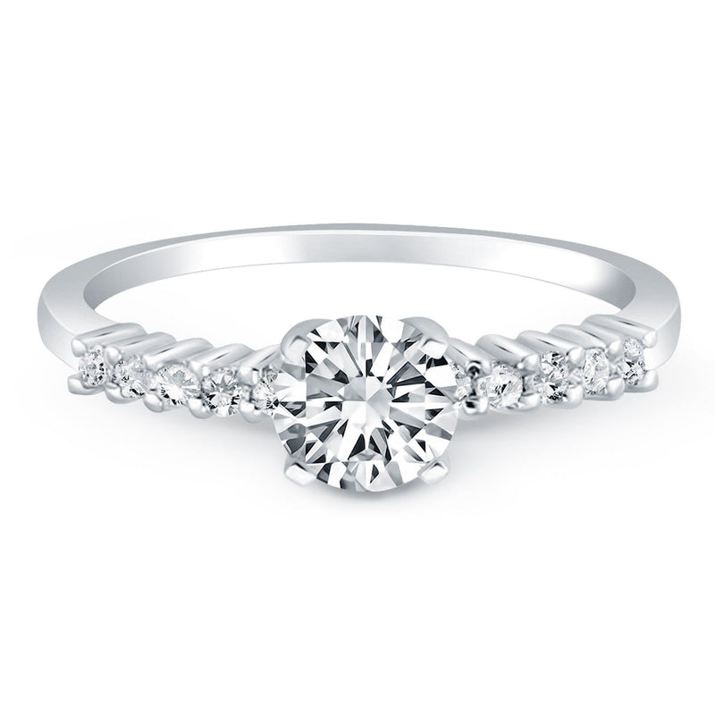 Bids.com 14k White Gold Shared Prong Accent Diamond Engagement Ring Rings