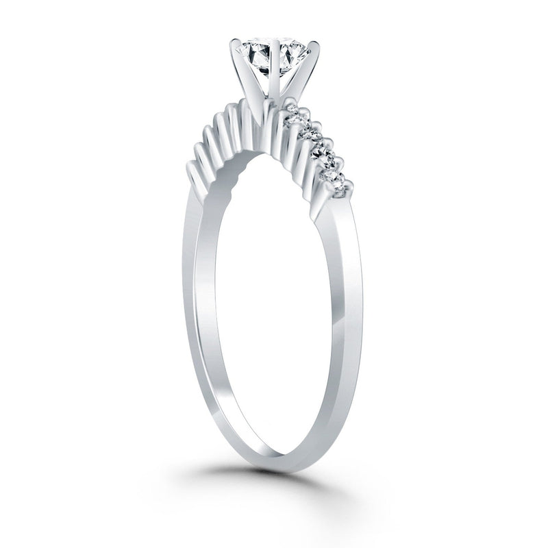 Bids.com 14k White Gold Shared Prong Accent Diamond Engagement Ring Rings