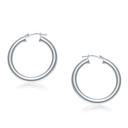 Bids.com 14k White Gold Polished Hoop Earrings (30 mm) Earrings