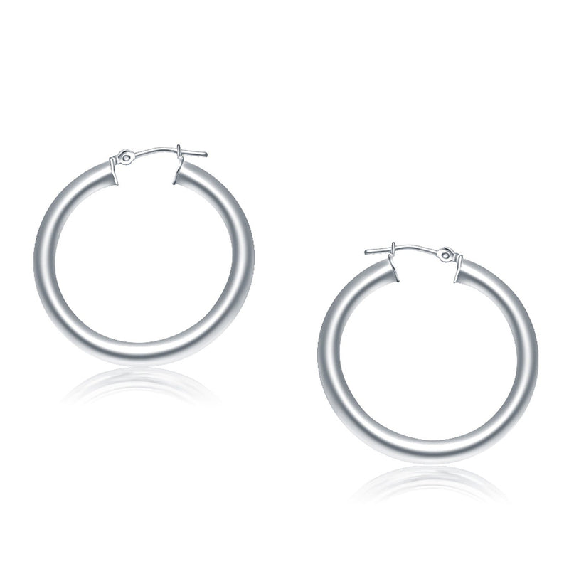Bids.com 14k White Gold Polished Hoop Earrings (30 mm) Earrings