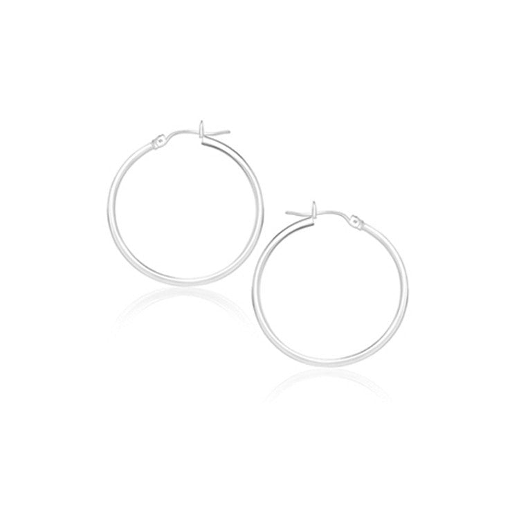 Bids.com 14k White Gold Polished Hoop Earrings (20 mm) Earrings