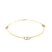 Bids.com 14k Two Tone Gold Entwined Heart Stationed Anklet Accessories