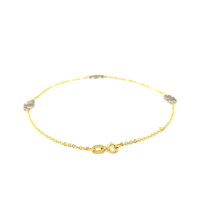 Bids.com 14k Two Tone Gold Entwined Heart Stationed Anklet Accessories