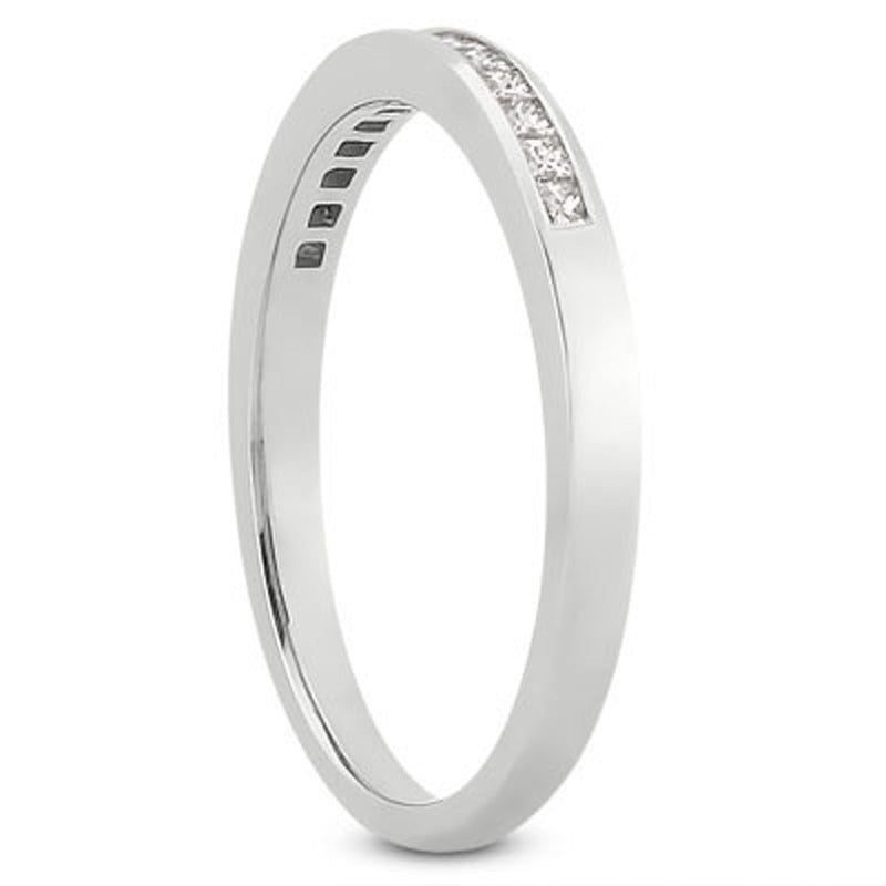 Bids.com 14k White Gold Channel Set Princess Diamond Wedding Ring Band Rings