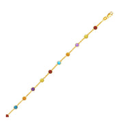 Bids.com 14k Yellow Gold Cable Anklet with Round Multi Tone Stations Accessories
