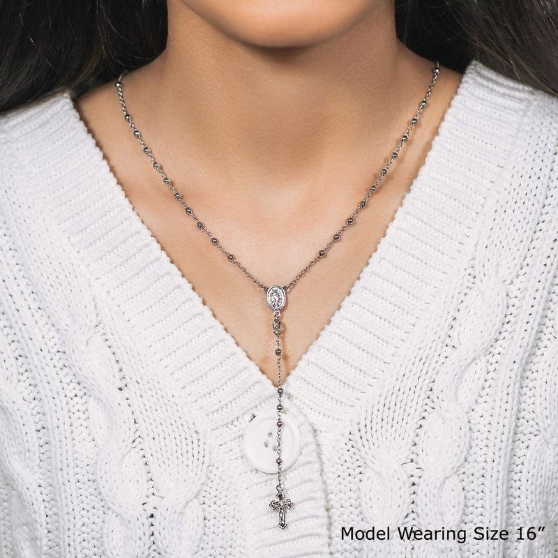 Bids.com Fine Rosary Chain and Bead Necklace in Sterling Silver Necklaces