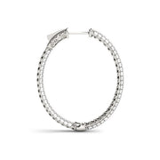 Bids.com 14k White Gold Diamond Hoop Double Sided Three Row Earrings (2 cttw) Earrings