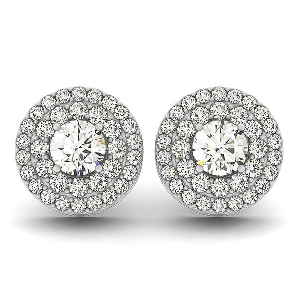 Bids.com 14k White Gold Double Halo Round Diamond Earrings (1 1/4 cttw) Earrings