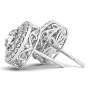 Bids.com 14k White Gold Double Halo Round Diamond Earrings (1 1/4 cttw) Earrings