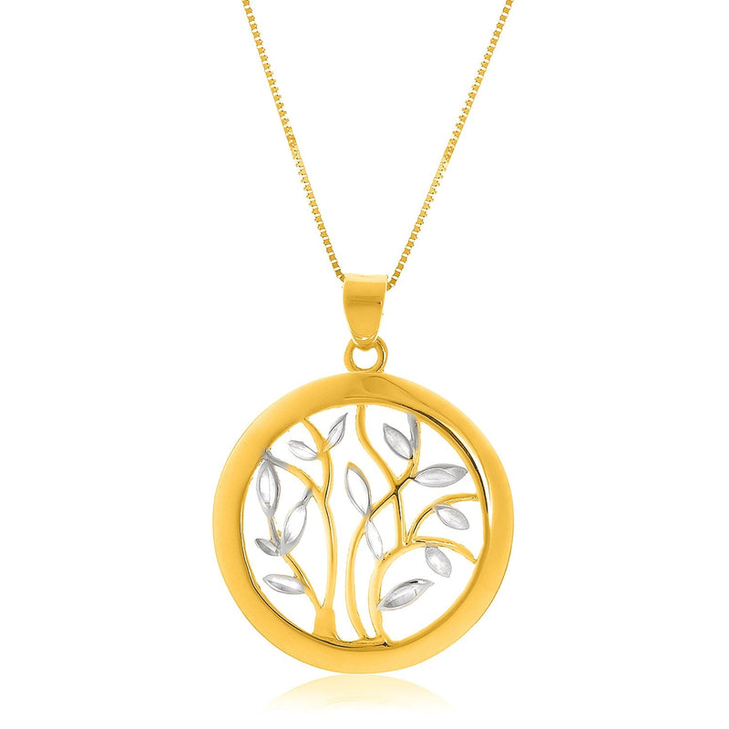 Bids.com 14k Two-Tone Gold Pendant with an Open Round Tree Design Pendants